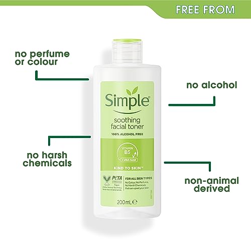 Simple Kind to Skin Soothing Facial Toner UK’s #1 facial skin care brand* alcohol-free 200 ml,package may vary
