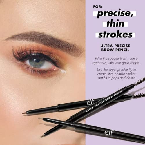 e.l.f., Ultra Precise Brow Pencil, Creamy, Micro-Slim, Precise, Defines, Creates Full, Natural-Looking Brows, Tames and Combs Brow Hair, Neutral