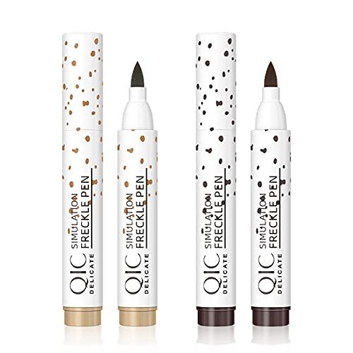 Mysense 2 Colors Freckle Pen Makeup,Natural Lifelike Fake Freckles Magic Freckle Color Pen,Soft Waterproof Long-lasting Pen for Effortless Sunkis