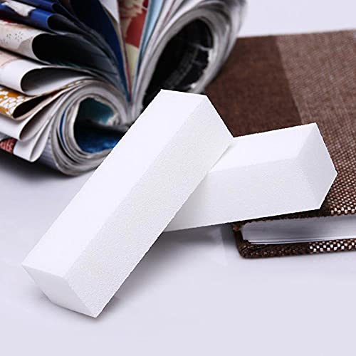 10pcs Nail Buffer Block 4 Way Professional Nail Files and Buffer Nail Sanding Tools for Gel Natural Acrylic Nails - White