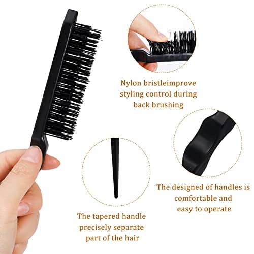 Fuyamp 3 Pcs Back Combing Brushes Teasing Hair Brush Set, Plastic Three Row Bristle Hair Brush Teasing Comb Grooming Combs Sturdy for Men Women H