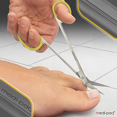 Medipaq Yellow Long Handle Toenail Scissors with Free Nail File - 1x Nail Scissors for Toenails - Extra Leverage for Tough Toenails - for The Eld