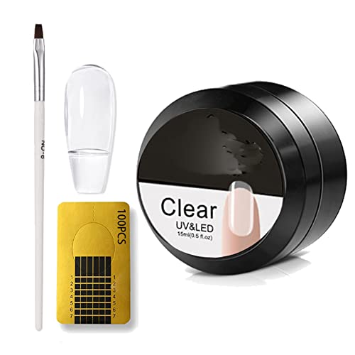 Clear Builder Nail Gel, Builder Gel for Nails Nail Extension Gel UV/LED Nail Base Building Gel for Nail Repair Extension & Modeling Strengthening