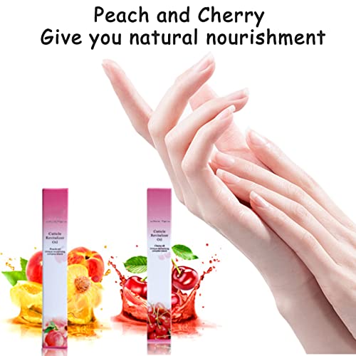 Cuticle Oil Pen for Nail Care, 2PC Nail Oil Pen with Natural Ingredients Revitalize Pen Gel Manicure Pedicure for woman(Various flavor) (Cherry +