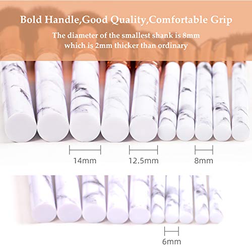 Makeup Brushes HEYMKGO Professional Marble Makeup Brush Set, Soft and Odor-free Natural Synthetic Bristles,10PCS + 2 Sponge Puff + Marble Pattern