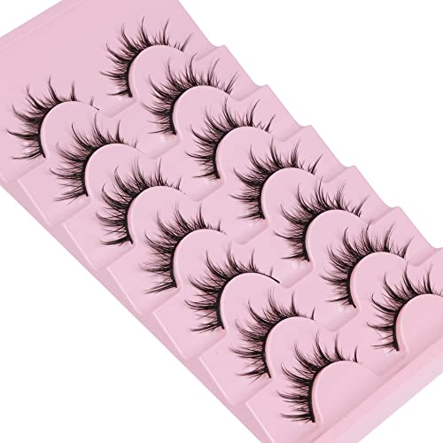 Manga Lashes Natural Look Anime Lashes Wispy Faux Mink False Eyelashes Fluffy Spiky 3D Volume Eye Lashes Korean Japanese Asian Cosplay Fake Eyela