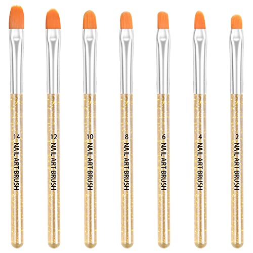 AvoDovA 7PCS Nail Art Brush Set, Nail Tips Acrylic UV Gel False Nails Painting Pen DIY Nails Design, Nail Art Tips Builder Brush, UV Gel Acrylic
