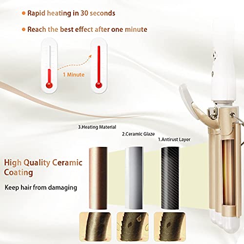 flintronic Hair Curler, 3 Barrels Curler Ceramic Curling Iron Wand Hair Wavers with Two Gear Temperature Control, 25mm Curling Tongs Crimping Bub
