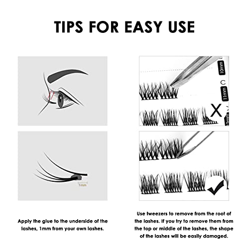 Individual Lashes Cluster Lashes D Curl 45 Clusters,DIY False Eyelashes Wide Stem 10-16mm Length Lash Clusters,Soft Fluffy Individual Eyelash Ext