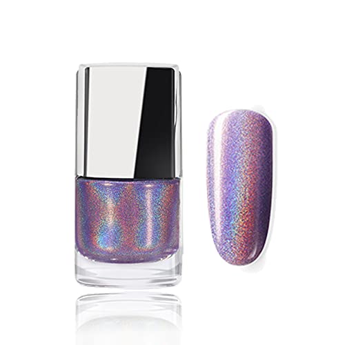 Holographic Nail Polish, Glitter Nail Polish With Mermaid Effect Silver Nail Polish, Long Lasting Nail Polish Polarising Glitter,Nail Polish Art