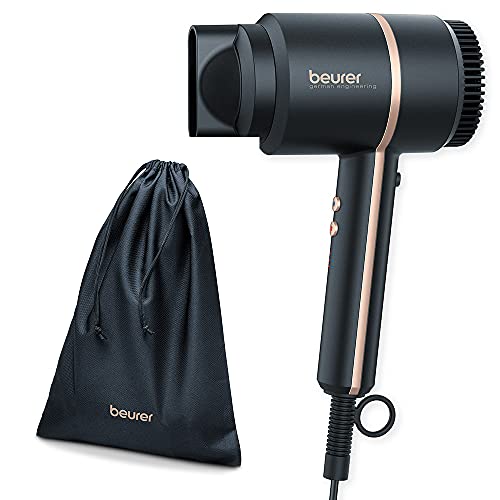 Beurer Style Pro HC25 Travel Hair Dryer,Lightweight Portable Hairdryer,Dual Voltage 110-120/220-240 V (1200/1600 Watts)For Worldwide Use,Ion Func