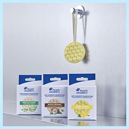 Head and Shoulders Deep Clean Anti-Dandruff Vegan Shampoo Bar with Citrus, Solid Travel Toiletries for All Hair Types & Dry Scalp (70G) Rich Lath