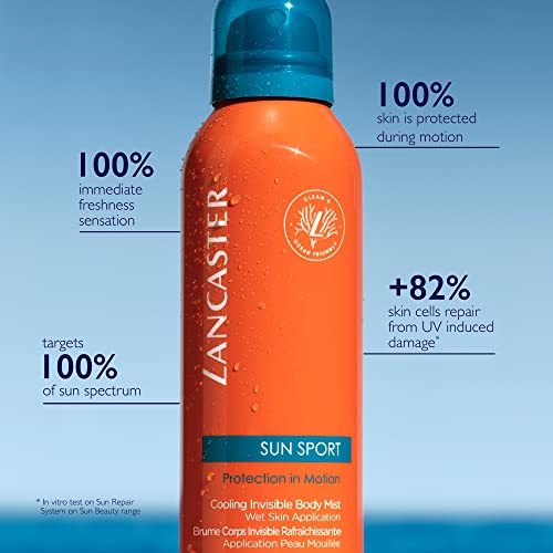 Lancaster Sun Sport Cooling Invisible Body Mist SPF30 200ml | Invisible Sunscreen For Body | Broad Spectrum Sun Protection | Sweat Resistant Spra