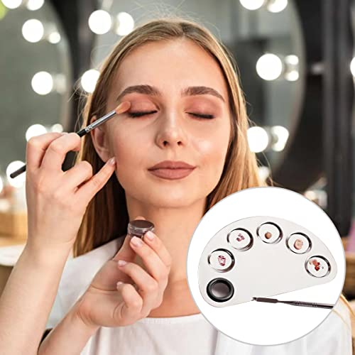 MEIYIDAY 2Pcs Makeup Mixing Palette Set, Stainless Steel Cosmetic Makeup Palette with 2 Spatula for Foundation Makeup Tools Eyeshadow Nail Art