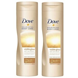 2 Pack of Dove Nourishing Body Care Visible Glow Gradual Self-Tan Fair to Medium Body Lotion 400ml