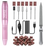 Electric Nail Drill USB Electric Nail File for Acrylic Gel Nails, Portable Nail Drill Efile Manicure Pedicure Tools for Home and Salon Use, Pink