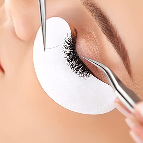 Eye Gel Pads, Lint Free Eyelash Patches, 100 Pairs Under Eye Gel Pads for Pro Salon and Individual Eyelash Extension (SILVER)