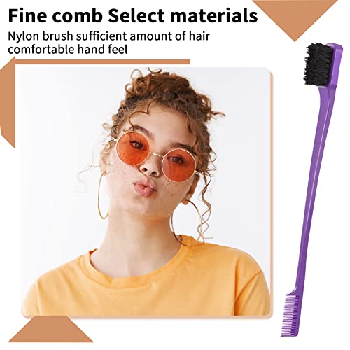 Fuyamp 3 Packs Slick Brush Set Teasing Brush Set, Plastic Bristle Hair Brush Teasing Comb Edge Hair Brush Grooming Combs Sturdy Rat Tail Comb Dou