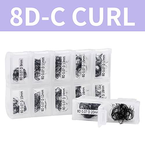 Pre Made Fan Volume Eyelash Extensions 10D 0.07mm D Curl 500 Fans 9-16mm Mixed Tray Premade Fans Loose Volume Lash Extensions Handmade Promade Lo