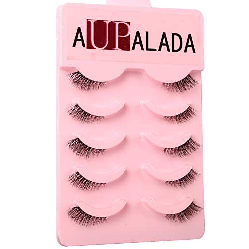 False Eyelashes Natural Half Lashes Short Wispy Clear Band 1/2 Lashes Pack Cat Eye 3D Faux Mink 3/4 Eye Lashes Multipack By AUPALADA, Lash Cluste