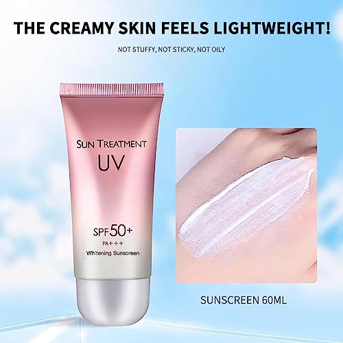 Sun Treatment Uv Spf 50 Korean,Sun Screen Protector for Face and Body,Sunscreen Cream Uv Isolation Spf 50+,60g Sunscreen Cream,Sunscreen Isolatio