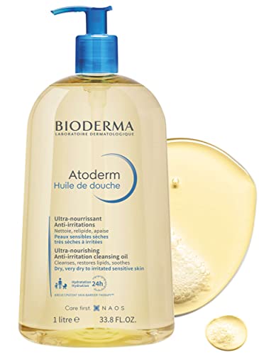 Bioderma Atoderm Shower Oil - Cleansing Oil Body Wash for Very Dry to Eczema-Prone Skin, Shower Oil to Nourish, Soothe & Restore Sensitive Skin,
