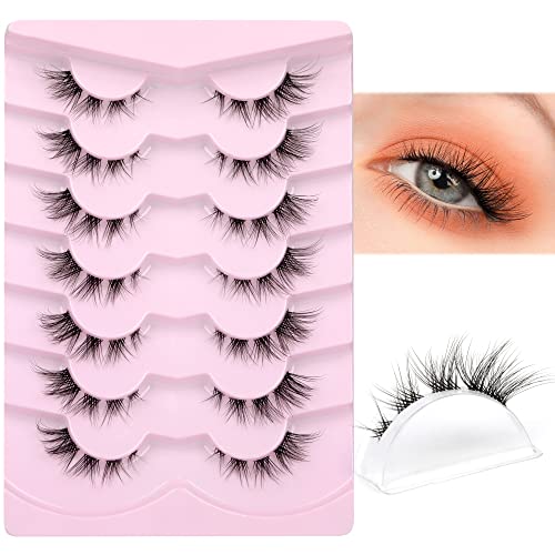 JIMIRE Cat Eye Eyelashes 10 Pairs Fake Eyelashes Fluffy Natural Look False Lashes 14mm Lashes Pack