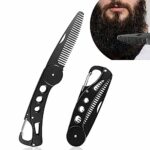 Folding Beard Comb Stainless Steel Beard Comb Mustache Comb Pocket Metal Comb for Men Grooming or Combing Hair Beards(Black)