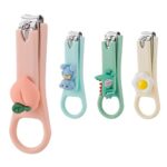 RosewineC Nail Clippers Set,4 Pcs Stainless Steel Nail Cutter Cartoon Nail Clippers Sharp Cute Bear, Dinosaur, Peach, Poached Egg Nail Cutter Set
