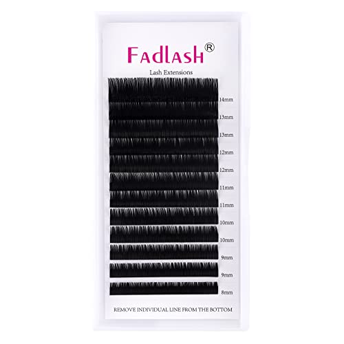 Eyelash Extensions 0.05mm D Curl Mix 8-14mm FADLASH Classic Lash Extensions 1:1 Individual Classic Eyelashes Black Matte Single Lashes Extension