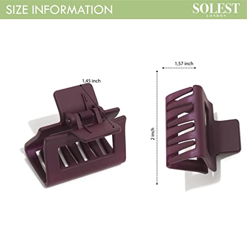 Hair Claw Clips - Square Medium Colourful Clips for Women and Girls - Pack of 6 - Hair Claws for Thick Thin Fine Long Hair - 6 Vibrant Matte Colo