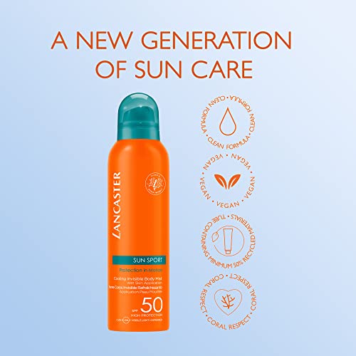 Lancaster Sun Sport Cooling Invisible Body Mist SPF30 200ml | Invisible Sunscreen For Body | Broad Spectrum Sun Protection | Sweat Resistant Spra