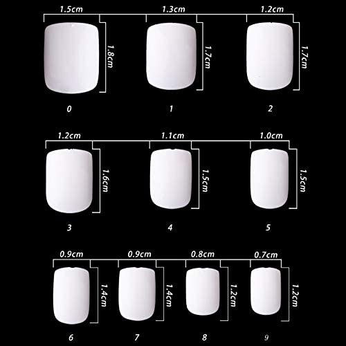 600 Pieces SQUARE False Nails SHORT Natural Full Cover Press On False Nail Tips - Professional Salon & Home Use.