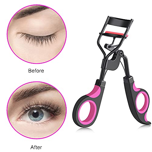 Eyelash Curler Black Handle Lash Curler Handle Tools With 5 Replacement Silicone Refill Pads for Makeup Cosmetic