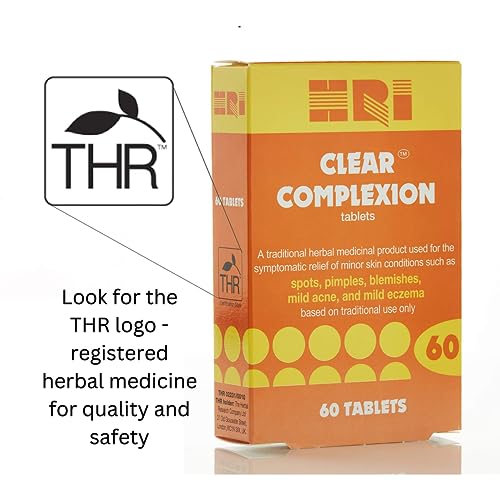 HRI Clear Complexion Tablets. Natural Active Herbs to Relieve Mild Skin Conditions. for The Treatment of Mild Acne, Spots, Pimples, Blemishes, Mi