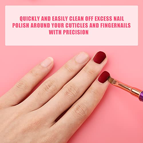 SAVITA 3pcs Nail Art Clean Up Brushes, Nail Painting Brushes with Round, Angled & Flat Head Colorful Glitter Nail Pen Painting Tools for Nail Art