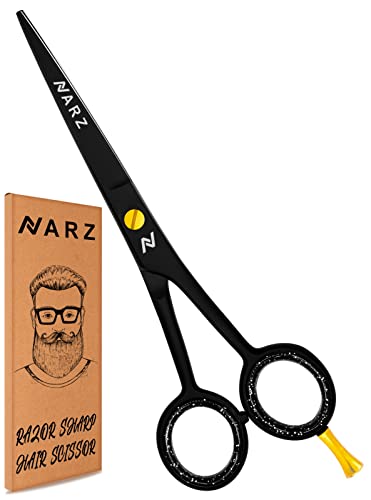 NARZ Professional Hairdressing Scissors for Barbers & Hairdressers 6" Stainless Steel Hair Cutting Scissors for Men & Women (Black)