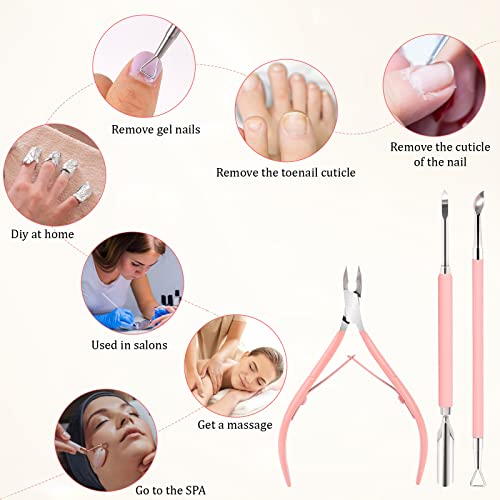 Cuticle Trimmer with Cuticle Pusher, Cuticle Remover Cuticle Nippers Nail Cuticle Professional Stainless Steel Pedicure and Manicure Tools Nail S