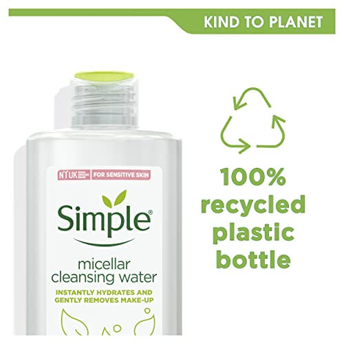 Simple Kind to Skin Cleansing Water Micellar pack of 6 leaves skin hydrated and free of residue facial cleanser and make-up remover 200 ml