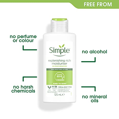 Simple Kind To Skin Replenishing Uk’S #1 Facial Skin Care Brand* Rich Moisturiser For 12-Hour Moisturisation 125 Ml