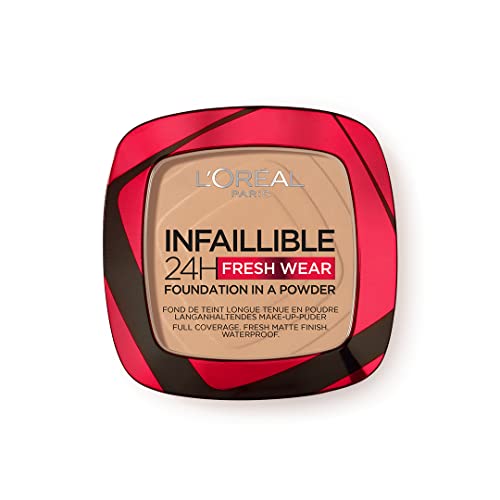 L'Oréal Paris Infallible 24H Fresh Wear Foundation in a Powder, Full-coverage, Longwear, Weightless Smooth Finish, Water-proof and Transfer-proof