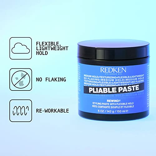 REDKEN Pliable Paste, Texturising Hair Paste for Flexible, All-Day Re-Workability, For Men and Women, Medium Hold, 150 ml