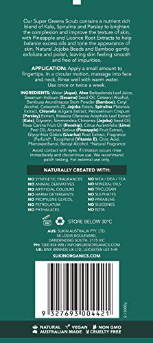 Sukin Super Greens Face Scrub 200g - with Kale, Spirulina & Pineapple; Cruelty Free & Vegan Friendly -Polishes Leaving the Skin Smooth and Free o