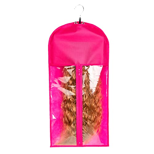 RJMBMUP Hair Extensions Storage Bag with Hanger Hairpieces Storage Holder Wigs Carrier Case for Store Style Hair Black Color