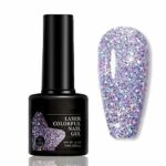 Glitter Gel Nail Polish - GLitter Holographic Gel Polish - Shiny Light Purple Nail Polish Soak Off UV Nail Gel Sparkly Spring Summer Gel Nail Art