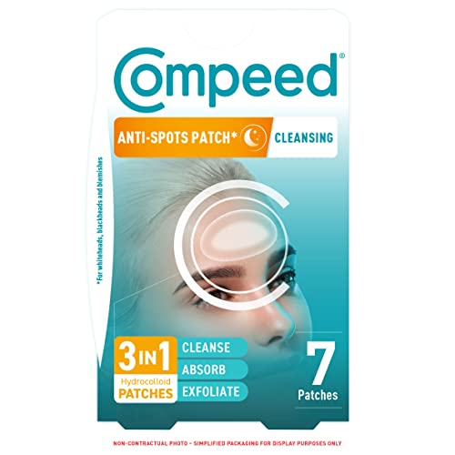 Compeed - Anti-Spots Cleansing Patch - Cleanse, Absorb and Exfoliate – Hydrocolloid Spots patches, Pimple patches - Ideal for overnight use – For