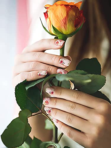 Kalolary Full Wraps Nail Polish Stickers, 14 Sheets Flowers Nail Stickers Decals Nail Design Stickers Colorful Flower Print Self-Adhesive with Na