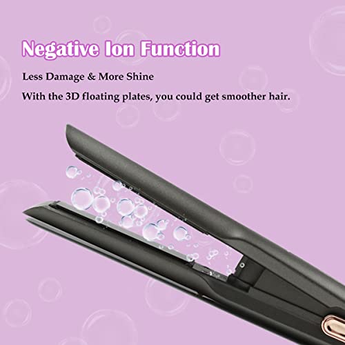 Cordless Hair Straighteners Curler 2 in 1 Cordless Portable Hair Iron Ceramic 8 Inch, Anti-Scald 2-Level Hair Straightening Iron with 110-220V, H