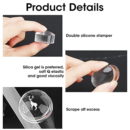 Silicone Nail Art Stamper Clear Jelly Soft Stamping Transparent Nail Stamp kit Nail Art Tools with Scraper Manicure Tools DIY French Tip Stamp Na