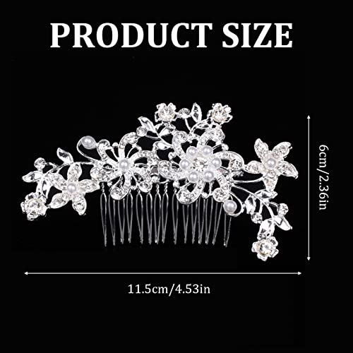 Bridal Wedding Hair Clip Comb,Pearl Wedding Hair Accessories,Bridal Decoration Hair Comb Headpiece for Women Girls Brides Bridesmaids Sparkly Bea